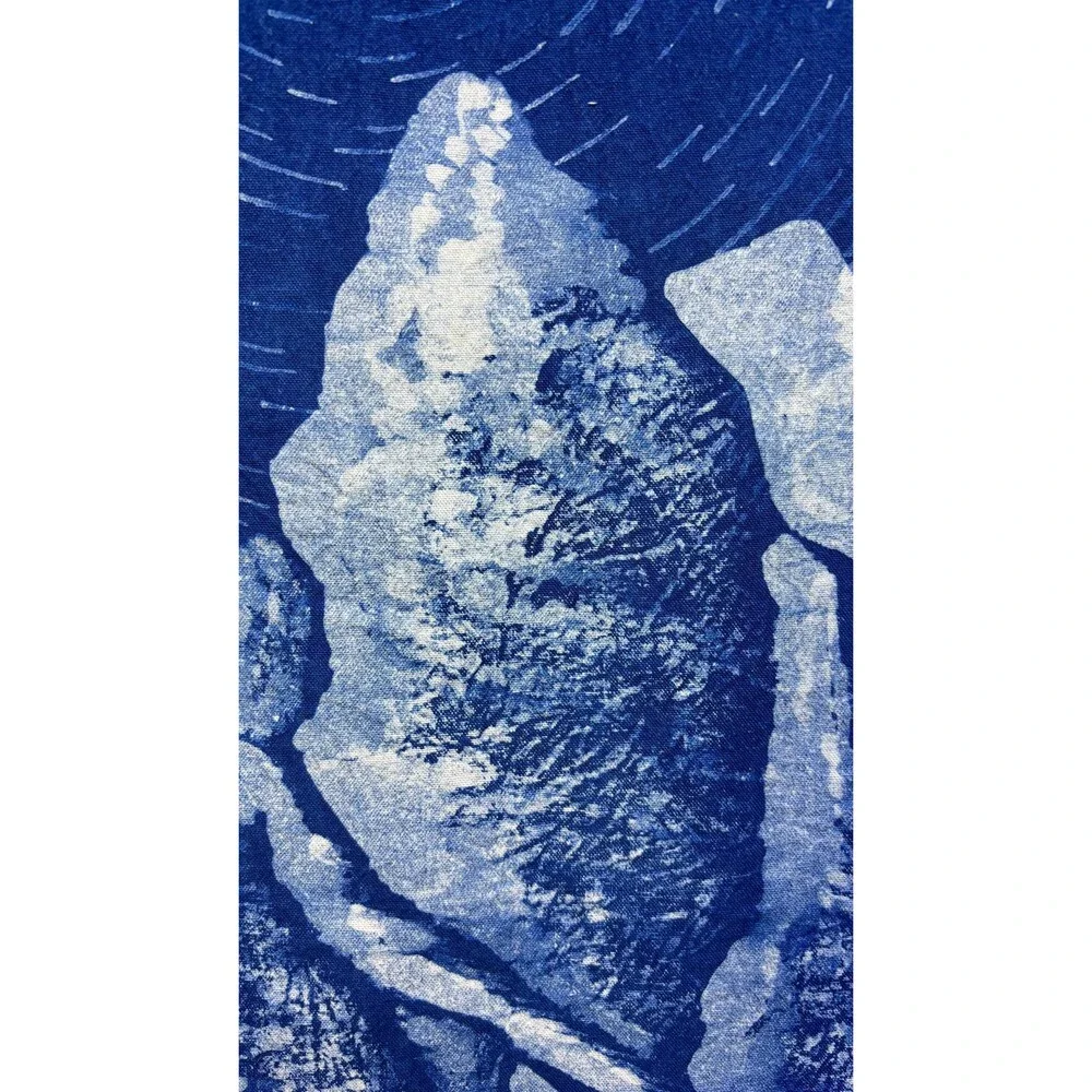 Star Trail Mountain Wall Art | Handmade Indigo Batik Tapestry | Astronomy Gift